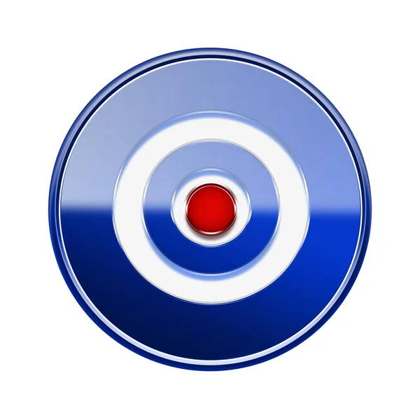 Záznamu ikona lesklý modrý, izolovaných na bílém pozadí — Stock fotografie