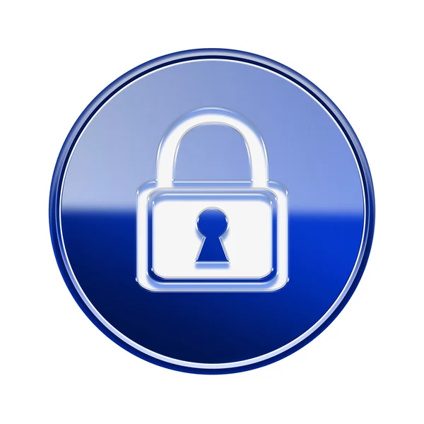 Lock pictogram glanzend blauw, geïsoleerd op witte achtergrond — Stockfoto