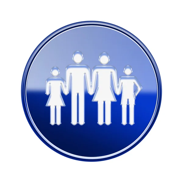 Familie pictogram glanzende blauw, geïsoleerd op witte achtergrond. — Stockfoto