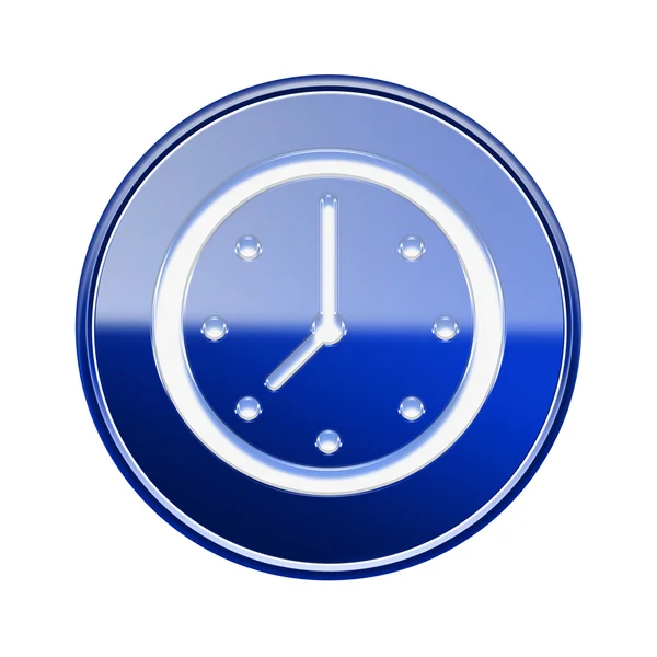 Zegar błyszczący ikona niebieski, na białym tle — Zdjęcie stockowe