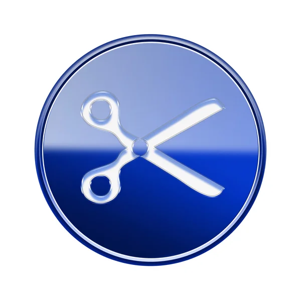 Scissors icon glossy blue, isolated on white background — Stock Photo, Image