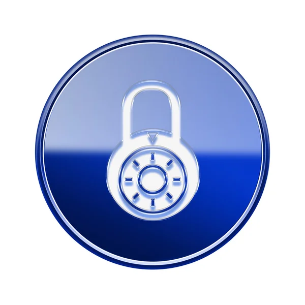 Lock is uitgeschakeld pictogram glanzende blauw, geïsoleerd op witte achtergrond. — Stockfoto