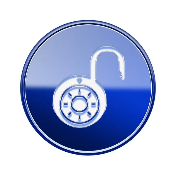 Lock op pictogram glanzende blauw, geïsoleerd op witte achtergrond. — Stockfoto