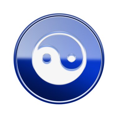 yin yang sembolü simgesi parlak mavi, beyaz zemin üzerine izole.