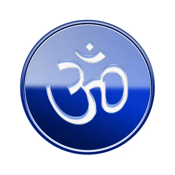 Om Simbolo icona blu lucido, isolato su sfondo bianco . — Foto Stock