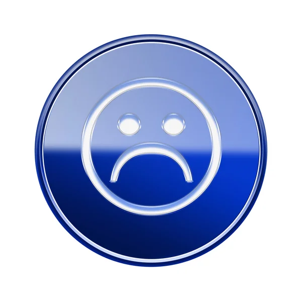 Smiley Face dissatisfied icon glossy blue, isolated on white bac — Stock Photo, Image