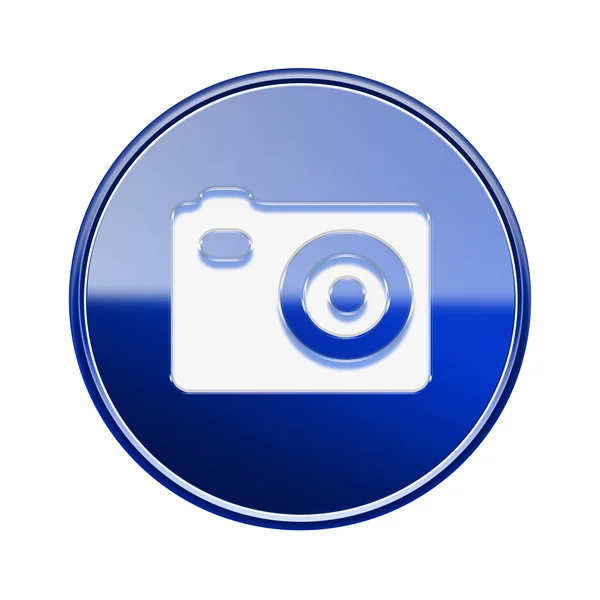 Camera icon glossy blue, isolated on white background — Stock Photo, Image