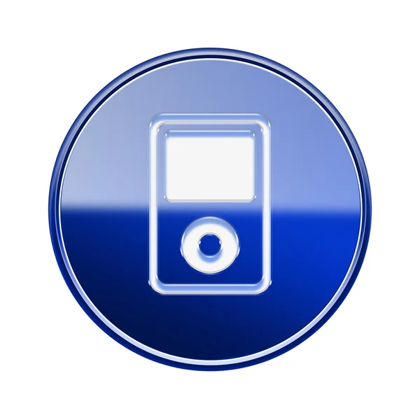 MP3 lejátszó ikon fényes kék, elszigetelt fehér background — Stock Fotó