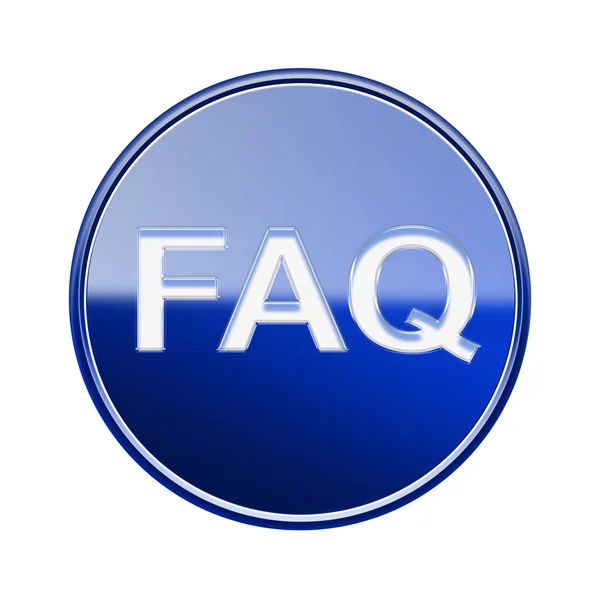 FAQ icon glossy blue glass, isolated on white background — Stock Photo, Image