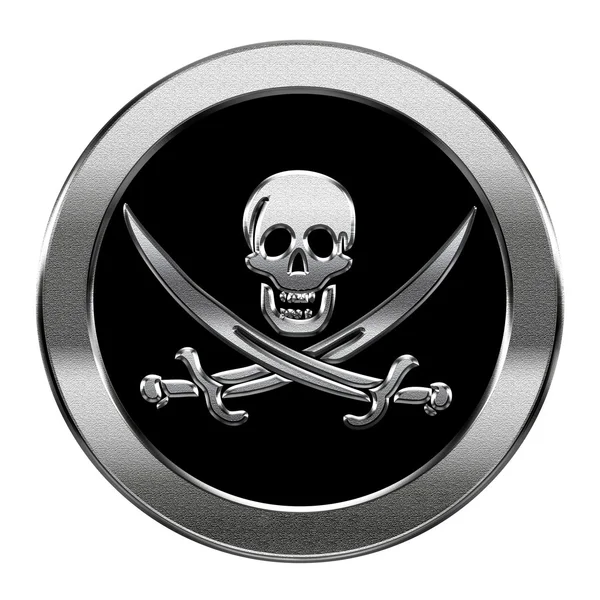 Piratensymbol silber, isoliert auf weißem Hintergrund. — Stockfoto