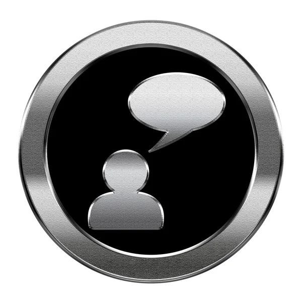 Chat pictogram zilver, geïsoleerd op witte achtergrond. — Stockfoto