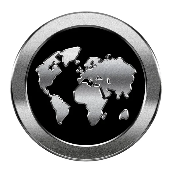 World icon silver, isolated on white background. — Stockfoto