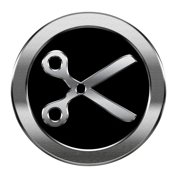 Nůžky icon stříbro, izolovaných na bílém pozadí. — Stock fotografie