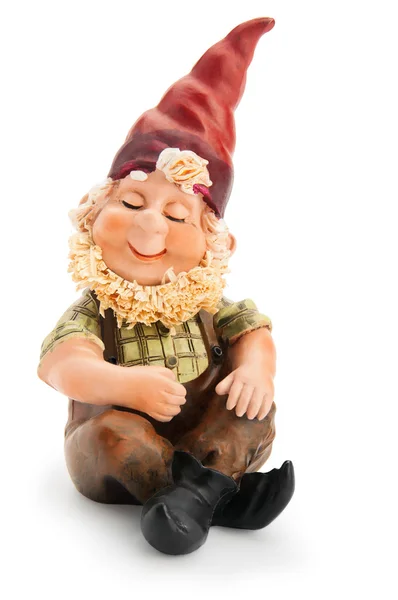 Seduto Gnome isolato con percorso di ritaglio — Foto Stock