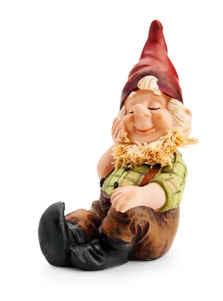 Sitting Gnome isolated with clipping path — Stock Photo, Image