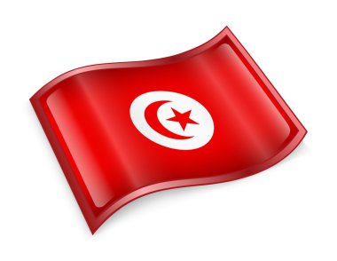 Beyaz arka plan üzerinde izole Tunus bayrağı simgesi.