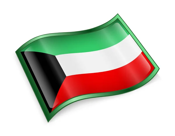 Icono de la bandera de Kuwait, aislado sobre fondo blanco . — Foto de Stock