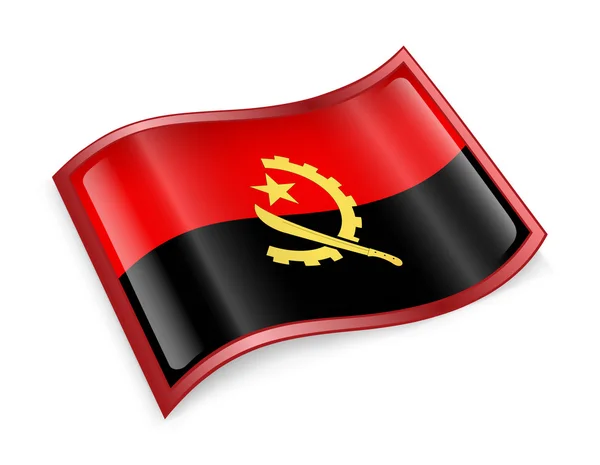 Angola vlagpictogram, geïsoleerd op witte achtergrond. — Stockfoto