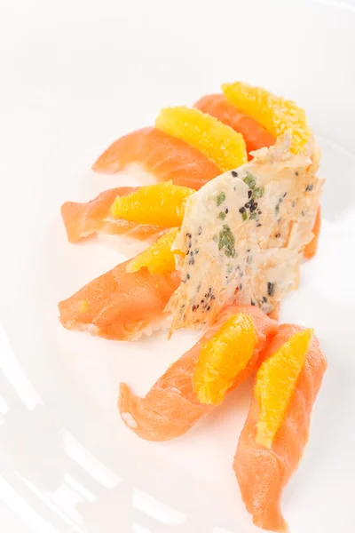 Salmon nigiri with orange — Stock Photo, Image