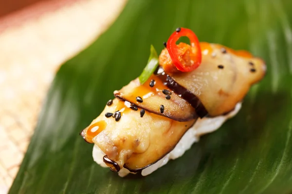 Sushi on the leaf — Stock Photo, Image