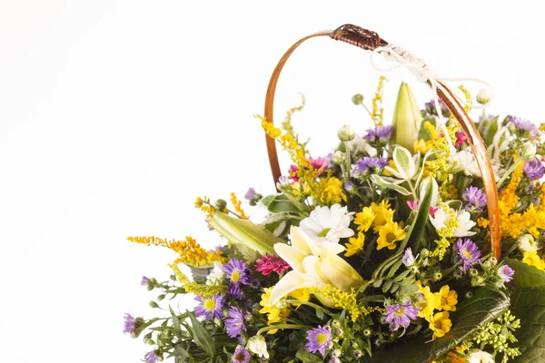 Nice flowers in the basket — Stock Photo, Image