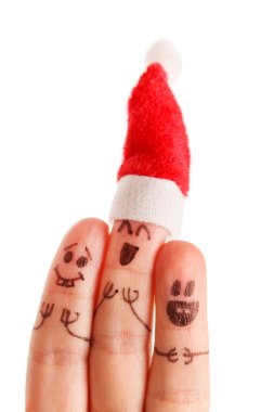 Noel Baba kırmızı-beyaz şapkalı giymiş parmak