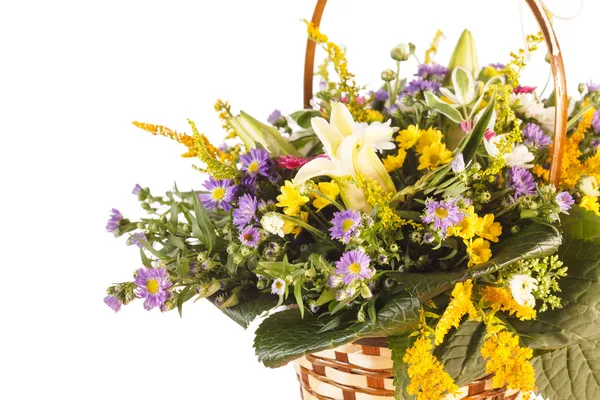 Nice flowers in the basket — Stock Photo, Image