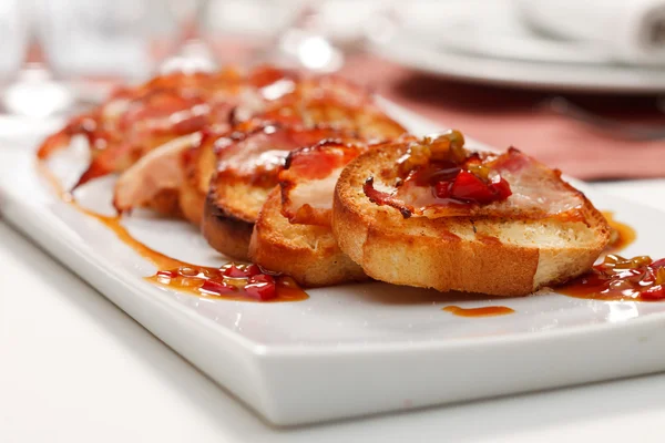 Toasts with bacon — Stock Photo, Image