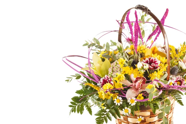 Nice flowers in the basket — Stock Photo, Image