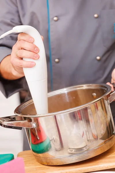 Chef with mixer — Stock Photo, Image