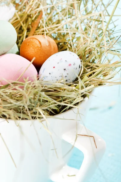 Easter chocolate eggs in the nest — Stock Photo, Image