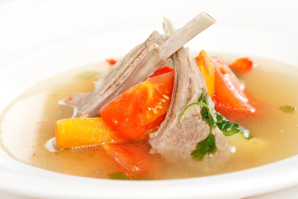 Vegetable soup with ribs — Stock Photo, Image