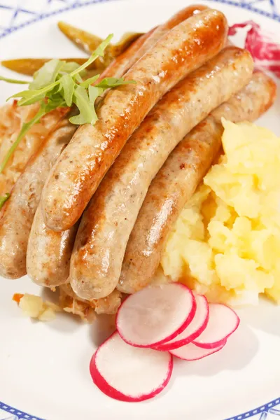 Sausages with cabbage — Stock Photo, Image