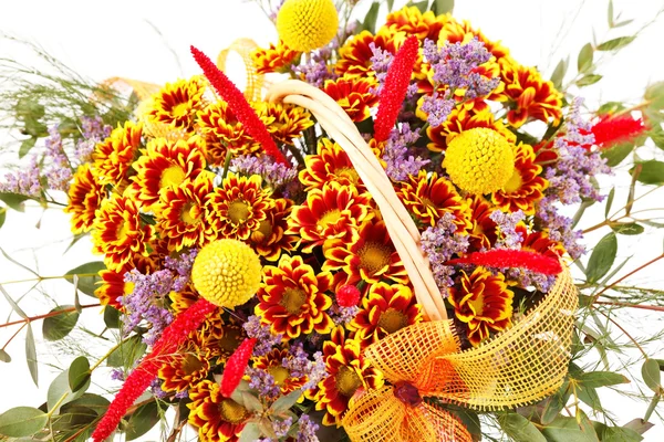 Beautiful flowers in a basket — Stock Photo, Image