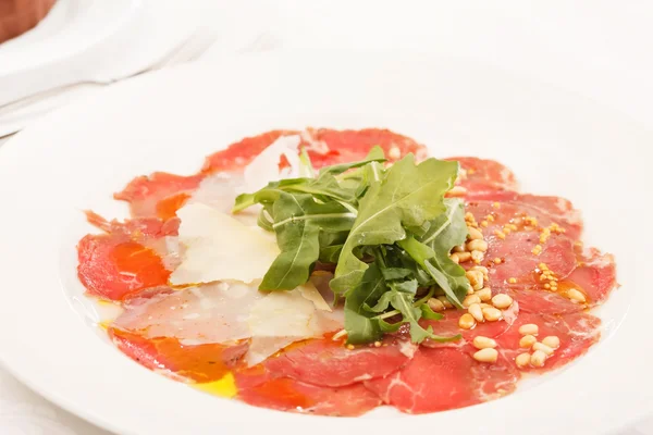 Meat Carpaccio with Parmesan Cheese — Stock Photo, Image