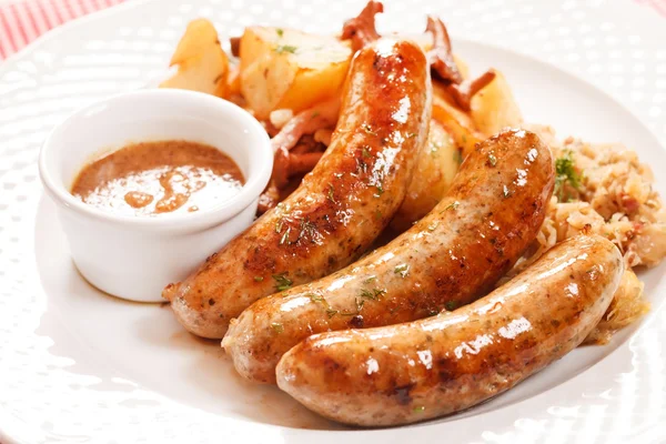 Sausage with cabbage — Stock Photo, Image