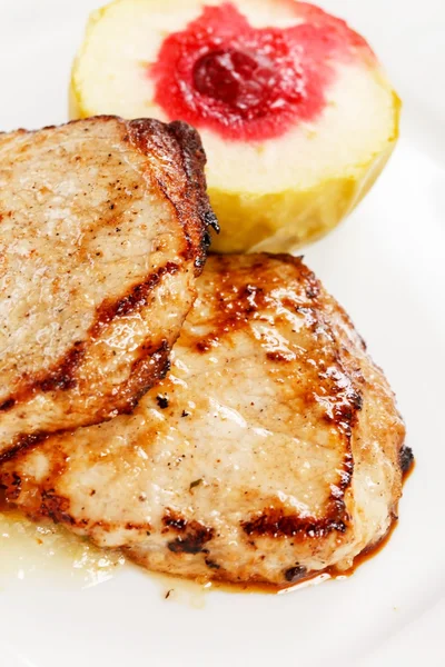 Grilled pork with apple — Stock Photo, Image