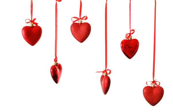 Červené srdce na pásu karet — Stock fotografie