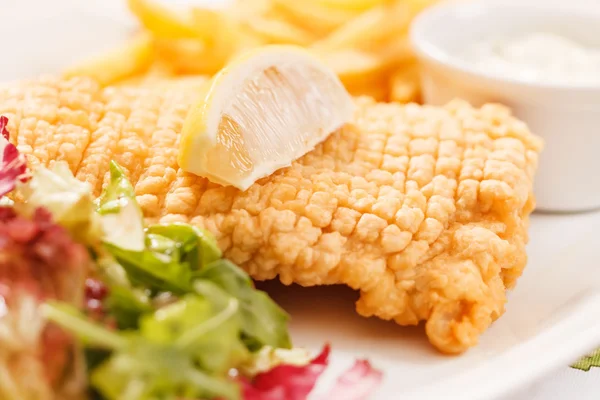 Peixe com batatas fritas francesas — Fotografia de Stock