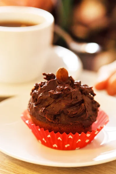 Káva s čokoládový muffin — Stock fotografie