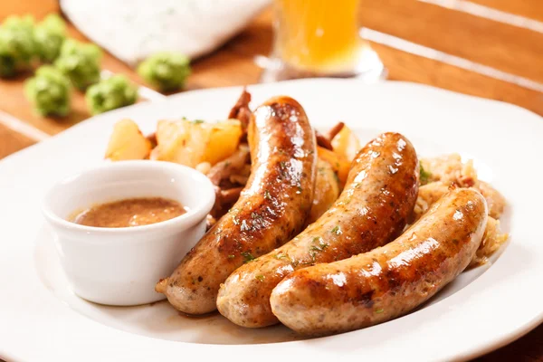 Sausage with cabbage — Stock Photo, Image