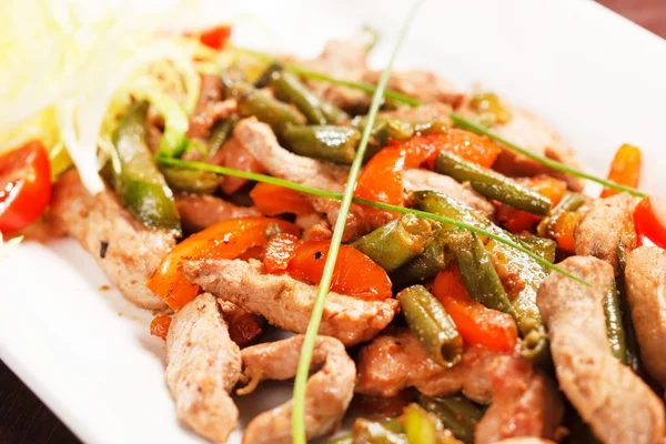 Meat with String Beans — Stock Photo, Image