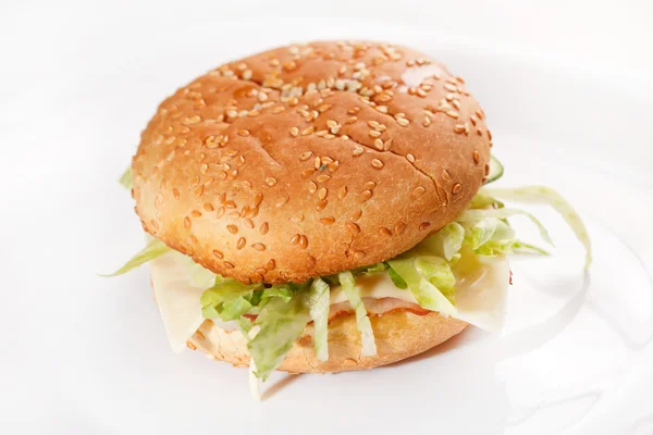 Гамбургер на белом — стоковое фото