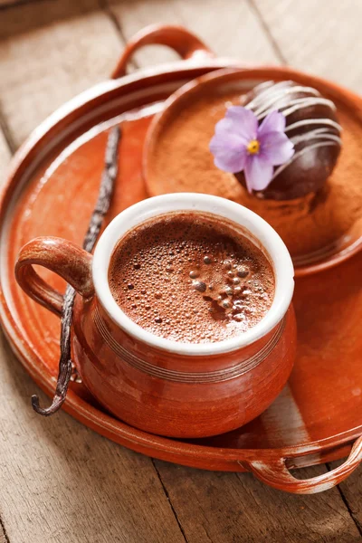 Hot chocolate with chocolate ball — Stock Photo, Image