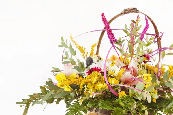 Nice flowers in the basket — Stock Photo, Image