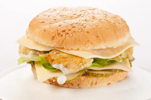 Hambúrguer de queijo no prato — Fotografia de Stock