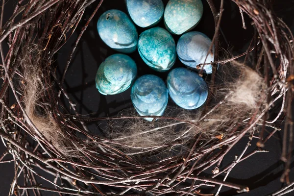 Huevos azules en el nido — Foto de Stock