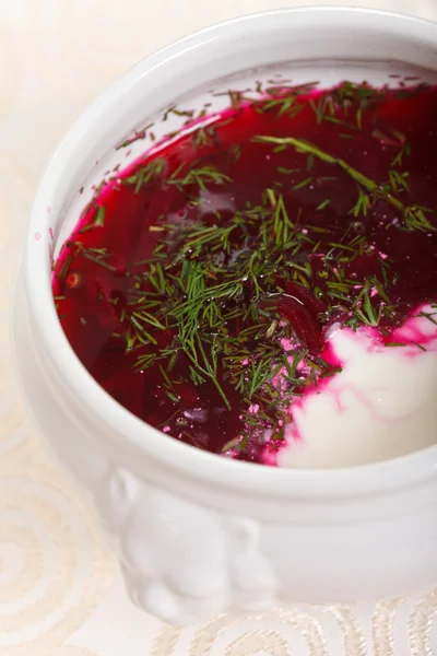 Červená polévka s bylinkami & koření — Stock fotografie