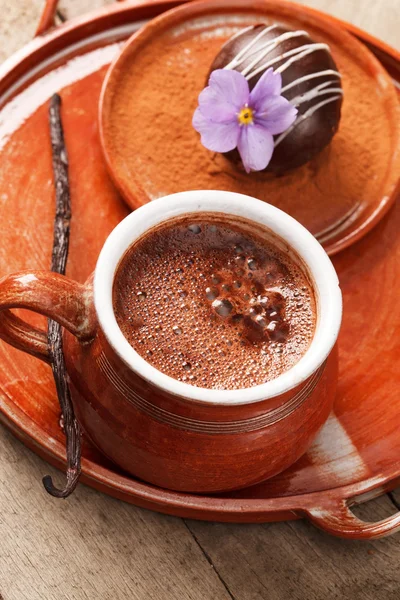 Hot chocolate with chocolate ball — Stock Photo, Image