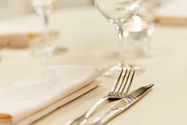 Tables set for meal — Stock Photo, Image